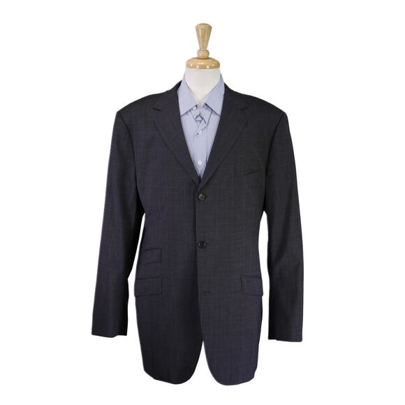 Custom Tailored Recent Bespoke Gray Plaid 2-Btn Wool Blazer Jacket 44L - Picture 1 of 9